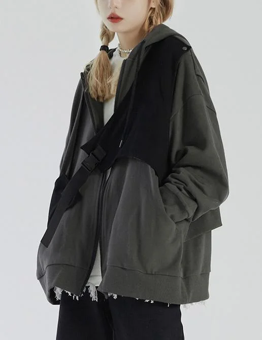 Sweet Breath Unique dark gray Plus Size clothes Photography zippered hooded jackets Sweet Breath Unique dark gray Plus Size clothes Photography zippered hooded jackets