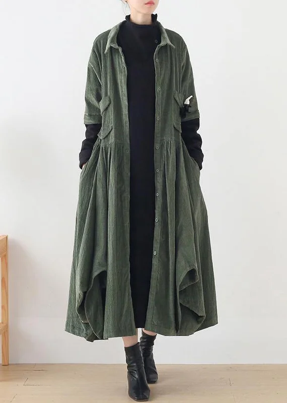 Celebrity Picks Unique green Fashion trench coat Tunic Tops false two pieces spring coats