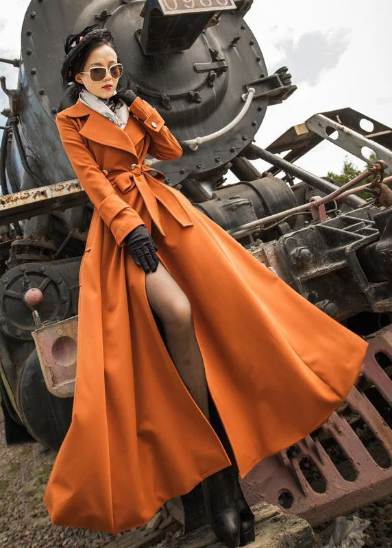 Cozy Vibes Unique Orange Silm Fit Double Breast Cotton Coat Outwear Spring