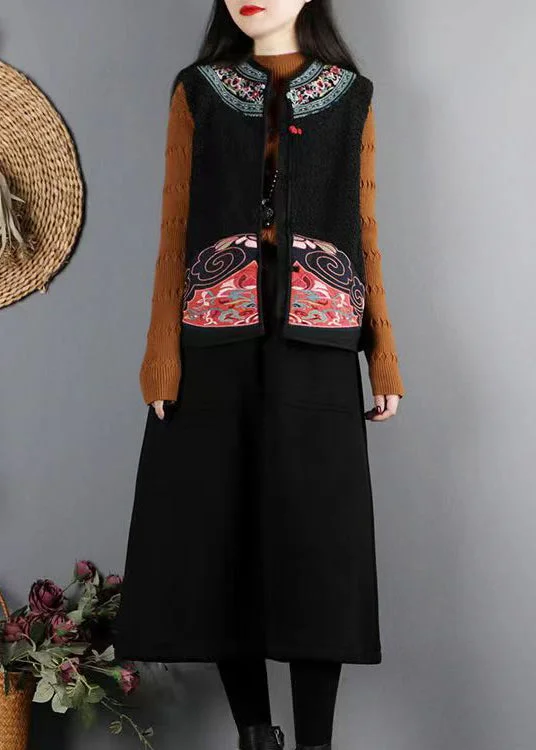 Casual And Casual Vintage Black Button Patchwork Teddy Faux Fur Waistcoat Sleeveless Casual And Casual Vintage Black Button Patchwork Teddy Faux Fur Waistcoat Sleeveless