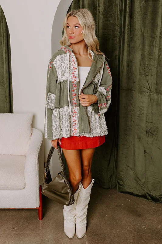 Elegant Design Wildflower Fields Denim Jacket in Olive