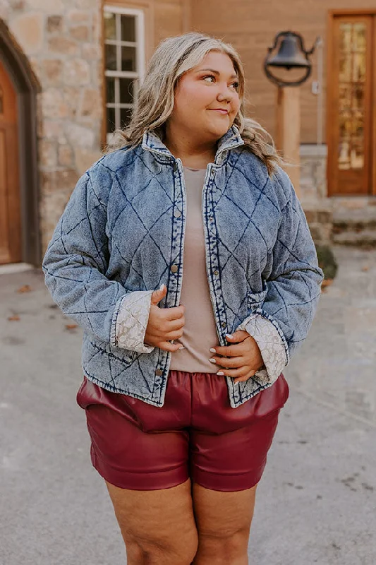 Celebrity Style Woodland Walks Denim Quilted Jacket Curves