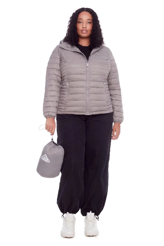 Suede Jackets YOHO PLUS | WOMEN'S VEGAN DOWN (RECYCLED) LIGHTWEIGHT PACKABLE PUFFER (PLUS SIZE)