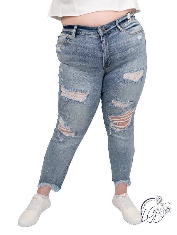Relaxed Fit Curvy Tara Mid-Rise Boyfriend by Judy Blue
