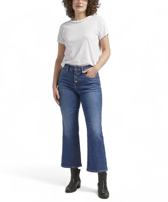 Premium Outfits Phoebe High Rise Cropped Bootcut Button Fly Jean In Fountain Blue