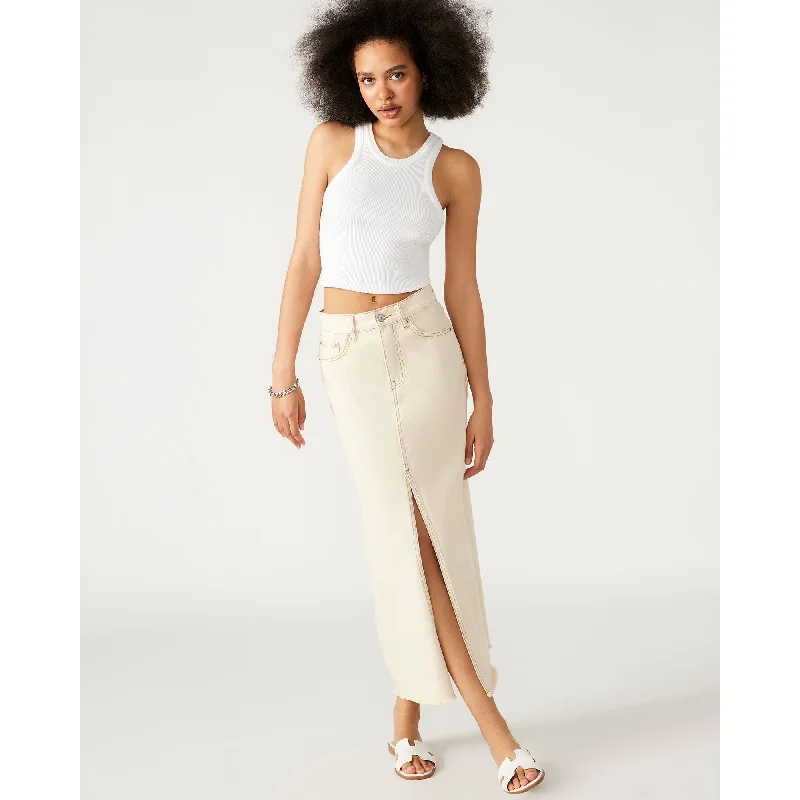 High Street Style Avani Denim Skirt Ivory