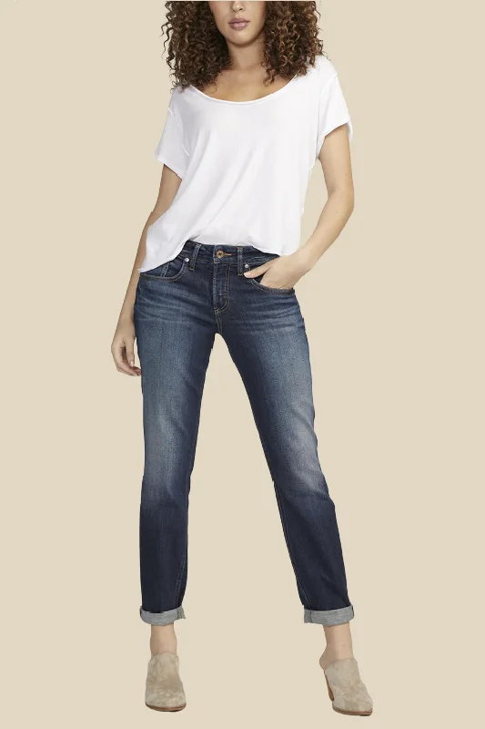 Simple Solid Color Boyfriend Slim Leg Jeans