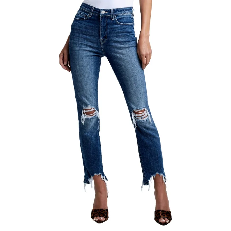 Tropical Style High Line Jean In Distressed Plaza
