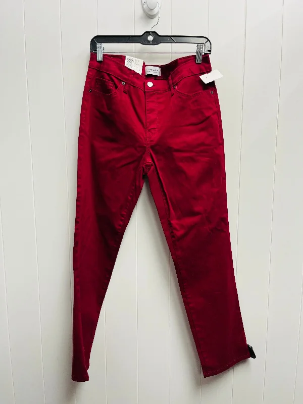 British Style Jeans Straight By Crown And Ivy In Red Denim, Size: 8