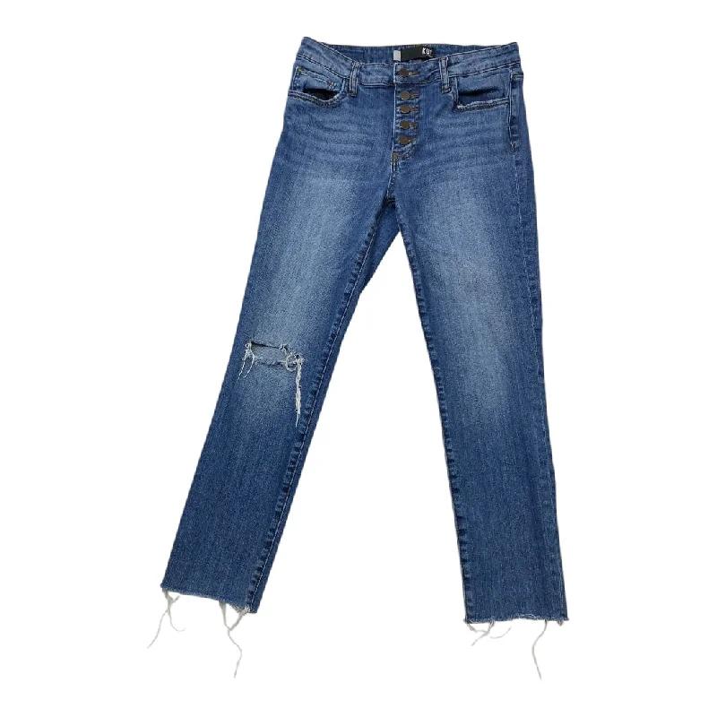 Retro Prints Jeans Straight By Kut In Blue Denim, Size: 4