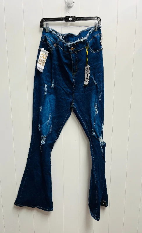 Sports And Leisure Jeans Wide Leg By CELEBRITY ACE - In Blue Denim, Size: 22