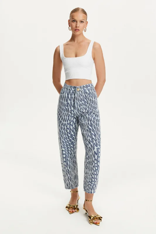 Cozy Fit Printed Mom Jeans