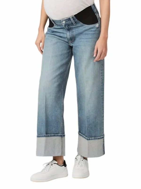 Layered Style Sasha Ankle Maternity With Wide Cuff Jeans In Story Book