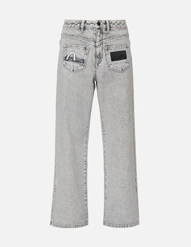 Comfy Pants 小海鸥刺绣织纹牛仔裤