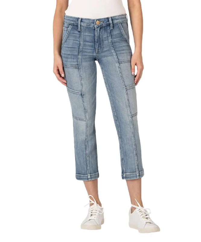 Chic Comfort Wear Women's Reese Mid Rise Crop Straight Leg In Light Indigo