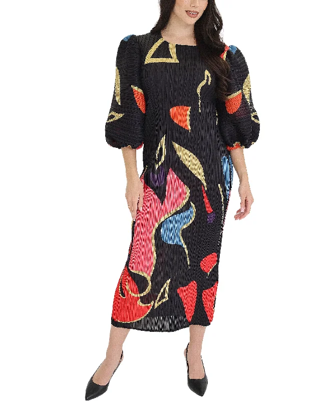 Design Perception Abstract Print Plisse Midi Dress