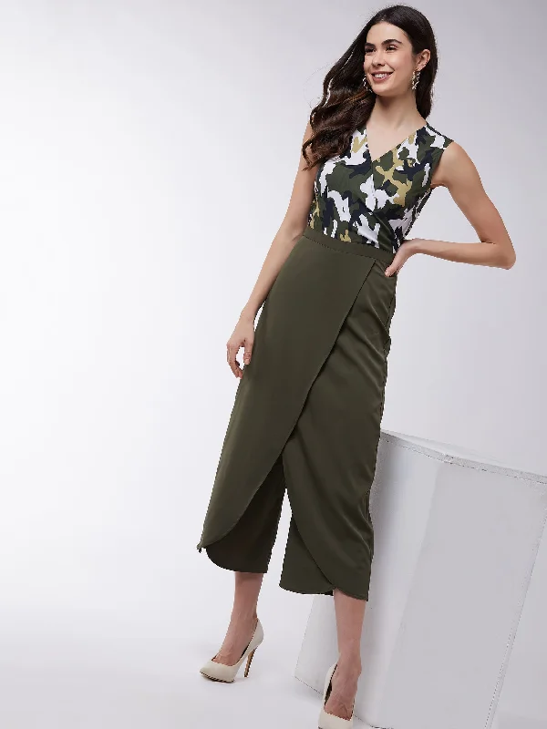 Fashion Must-have Camouflage Bottom Wrap Jumpsuit