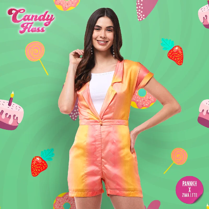 Fresh And Natural Candy Inspired Digital Printed Front Open Playsuit