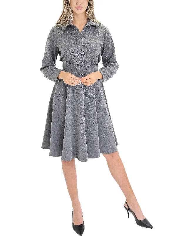 Party Wear Crystal Accent Shirt Dress