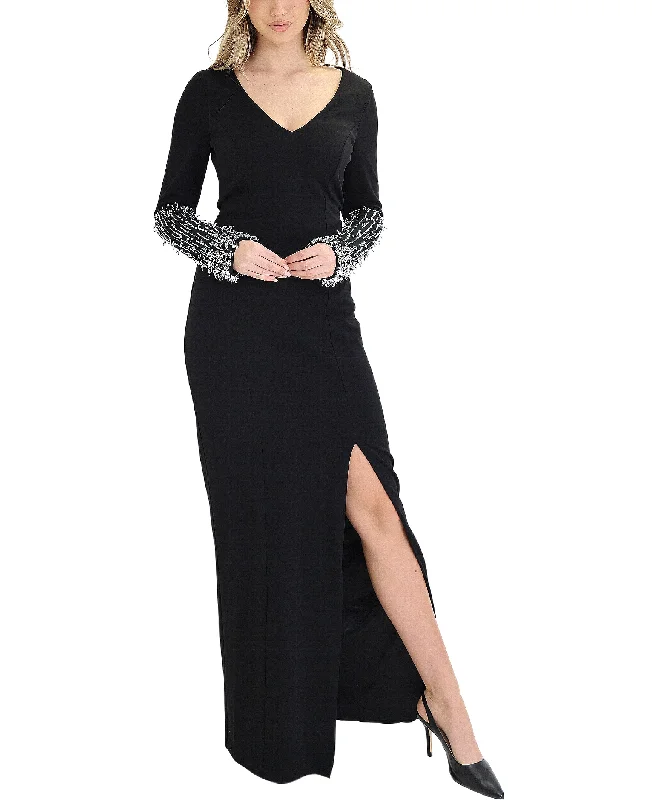 Minimal Style Dress w/ Rhinestones & Sequins