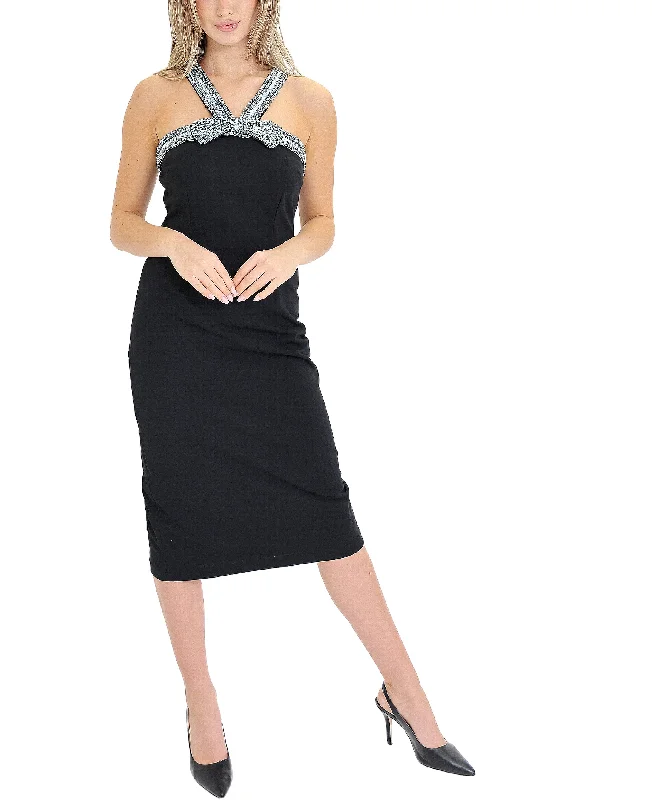 Hooded design Dress w/ Sequin Bow Detail