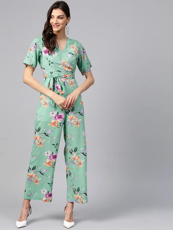 Sweet Girl Floral Overlapping Jumpsuit