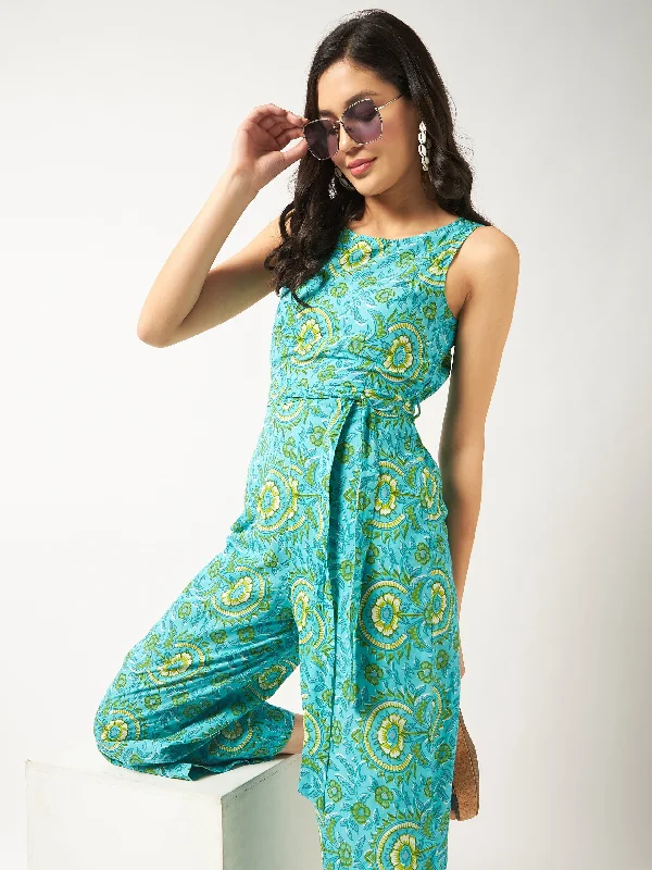 Cozy Chic Floral Printed Sleeveless Jumpsuit