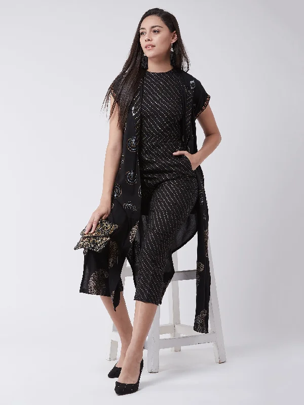 Trendy Dresses Foil Printed Jumpsuit With Stylish Jacket