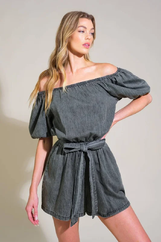 Bright Colors TINY TEMPTATIONS DENIM ROMPER