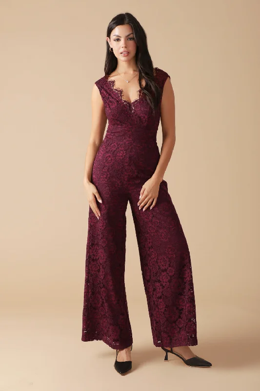 Light And Breathable FEATHERED THOUGHTS WOVEN LACE JUMPSUIT