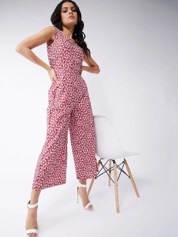 Cozy Outerwear Jungle Safari Printed Sleeveless Jumpsuit