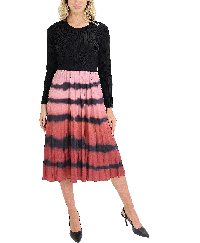 Fashionable Prints Knit Midi Dress w/ Ombre Detail