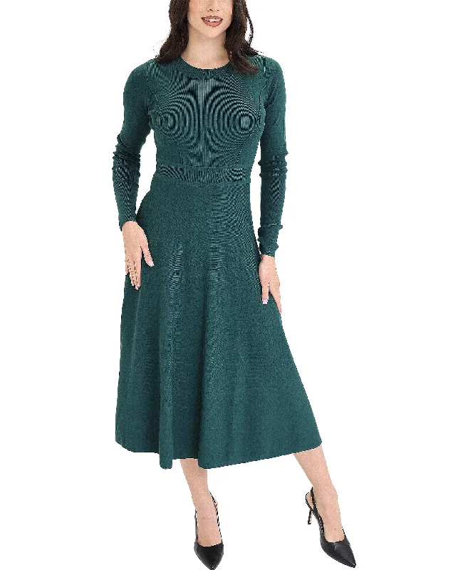 Nightclub Style Knit Ribbed Midi Dress