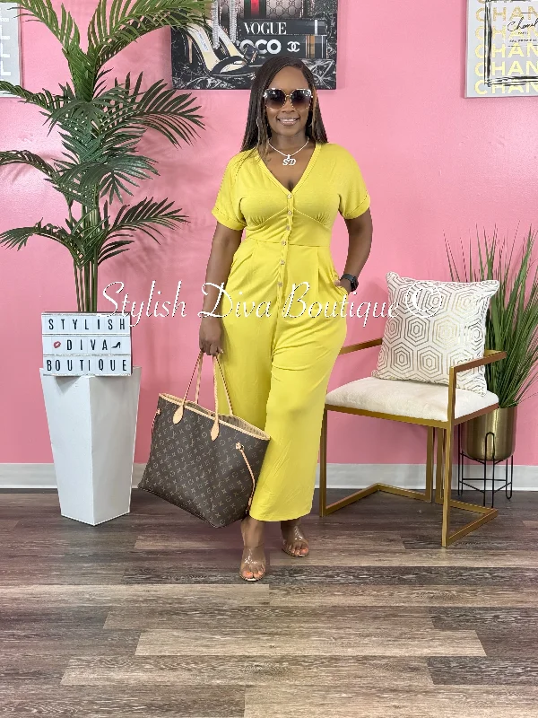 Playful Style Leanne Capri Jumpsuit (Lt Mustard)