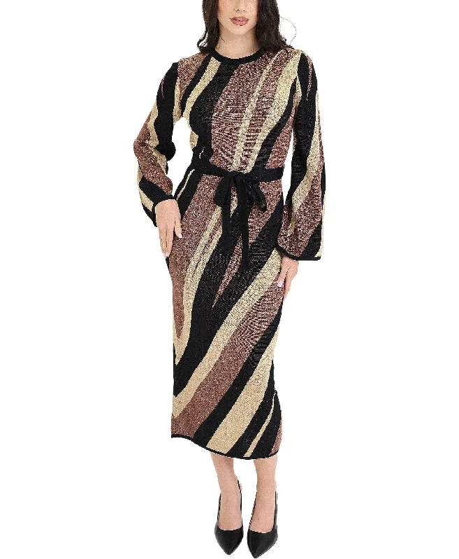 Low-key Luxury Lurex Shimmer Stripe Midi Dress