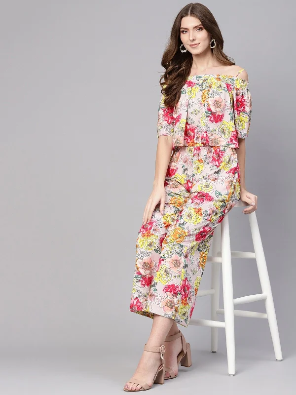 Fashion Must-have Linear Print Off-Shoulder Jumpsuit