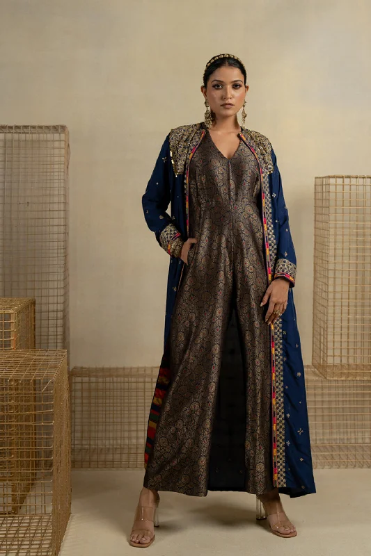 Classic Items Neela Brocade Jumpsuit With Silk Embroidered Jacket
