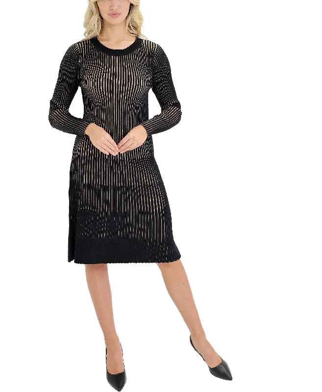 Classic Color Ribbed Midi Dress