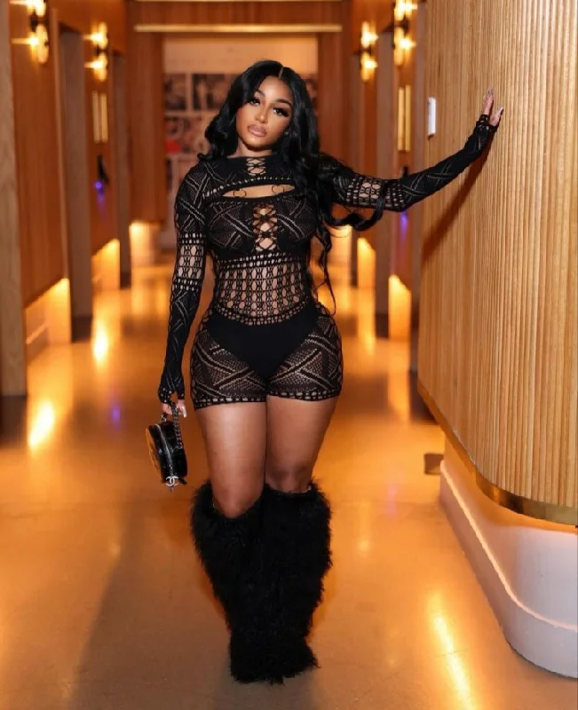 Stylish Wear See Through Cutouts Bodycon Rompers