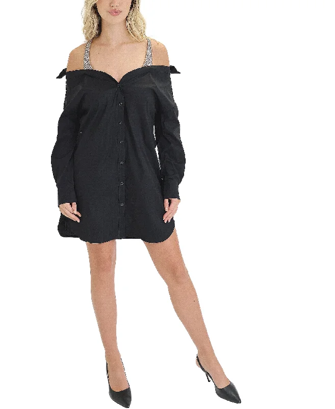 Autumn Selection Shirt Dress w/ Rhinestones