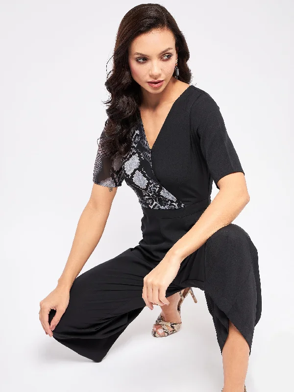 Smart Comfort Wear Snake Print Overlap Jumpsuit