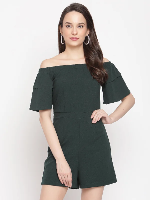 Fresh And Natural Solid Offshoulder Playsuit