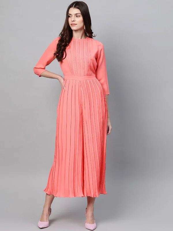 New Design Solid Pleated Elegant Jumpsuit