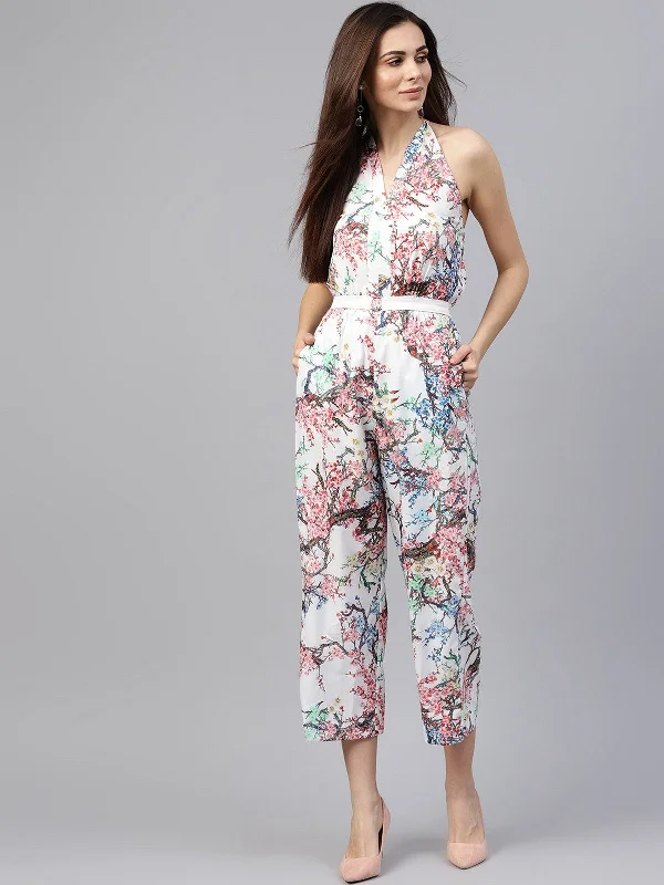 Simple Style Tropical Printed Jumpsuit