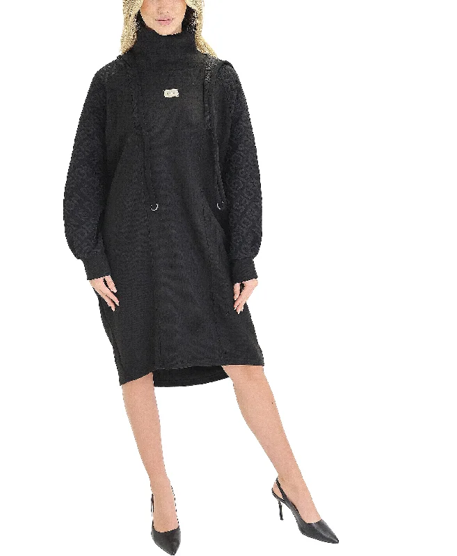 Warm And Comfortable Turtleneck Sweater Dress w/ Hood