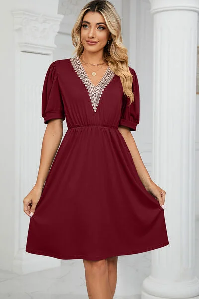 Artistic Temperament V-Neck Puff Sleeve Dress