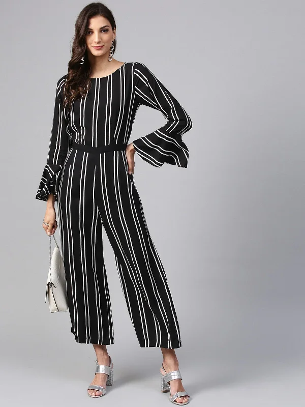 Cozy Outfit Vertical Stripes Monocromatic Jumpsuit