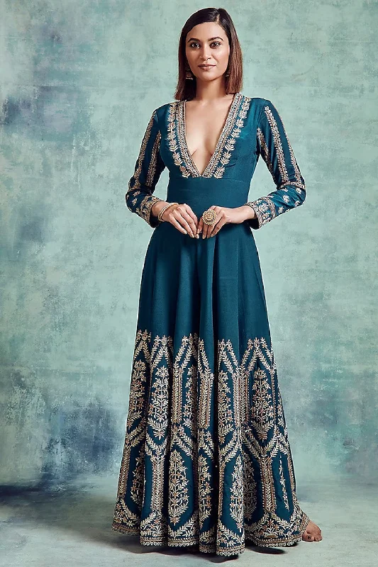 Street Fashion Ocean Green Embroidered Jumpsuit