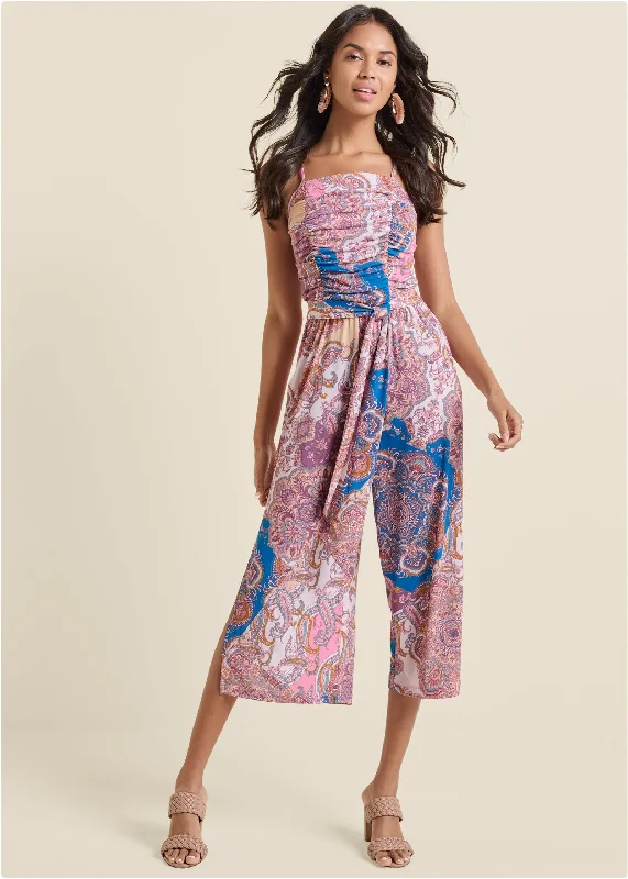 Casual Chic Paisley Print Jumpsuit - Pink Multi