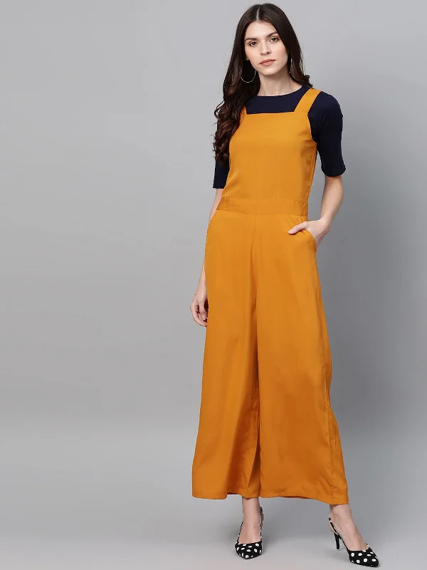 Sports Trend Solid Jumpsuit With Contrast Top